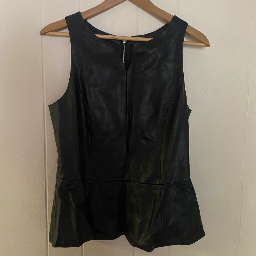 Faux leather peplum top